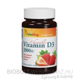 Vitaking D3-vitamin rágótabletta epres 90db