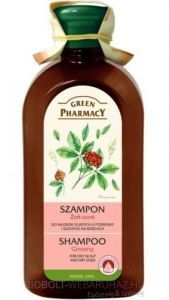 GREEN PHARMACY SAMPON GINSENGGELZSIROS FEJBŐRRE, SZÁRAZ HAJVÉGRE 350ml 