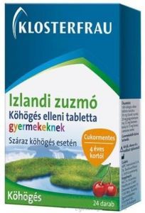 Klosterfrau Izlandi zuzmó köhögés elleni tabletta gyermekeknek 24db